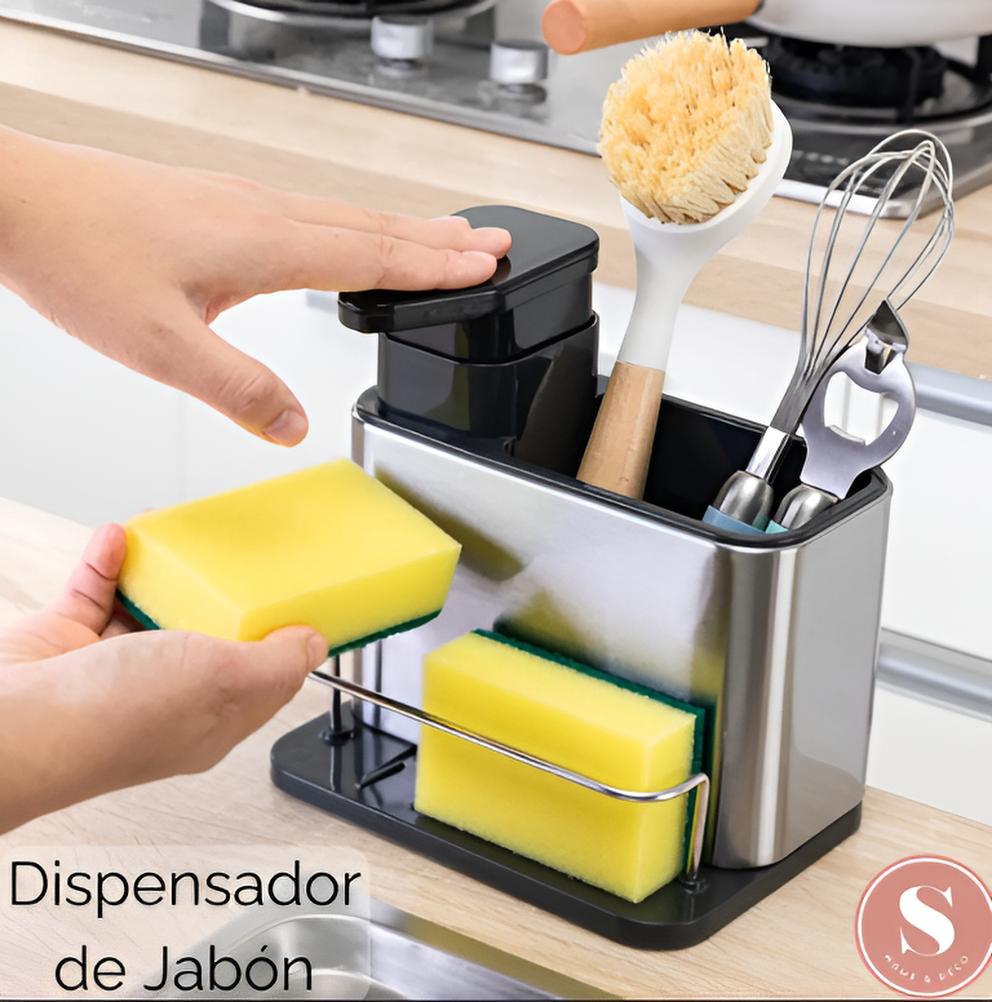 🧽 Dispensador 3 en 1 de Acero Inoxidable