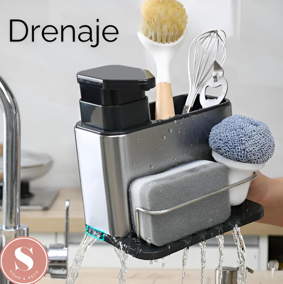 🧽 Dispensador 3 en 1 de Acero Inoxidable