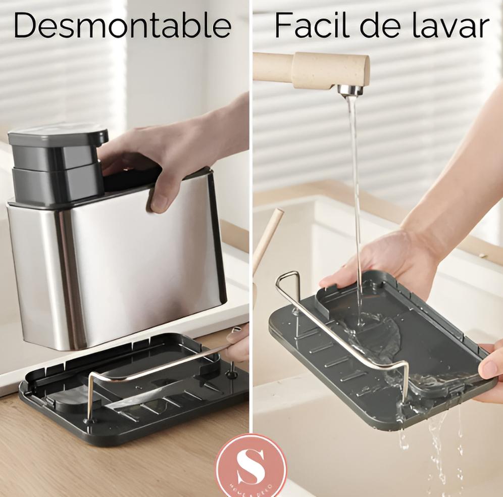 🧽 Dispensador 3 en 1 de Acero Inoxidable