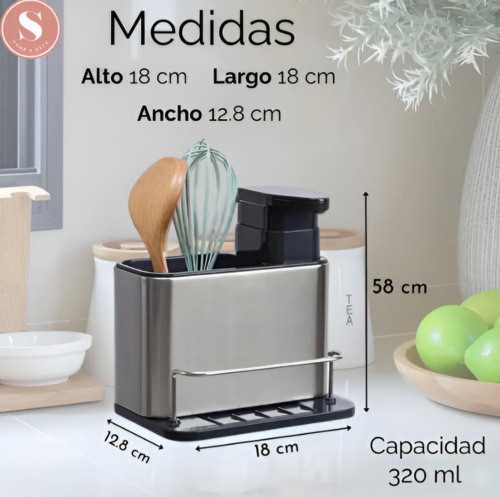 🧽 Dispensador 3 en 1 de Acero Inoxidable