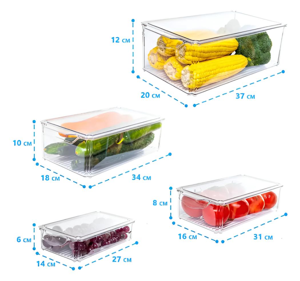 🧊✨ Set de 4 Contenedores XL — Orden, frescura y estilo en tu refri