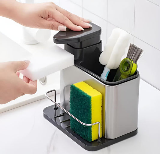 🧽 Dispensador 3 en 1 de Acero Inoxidable