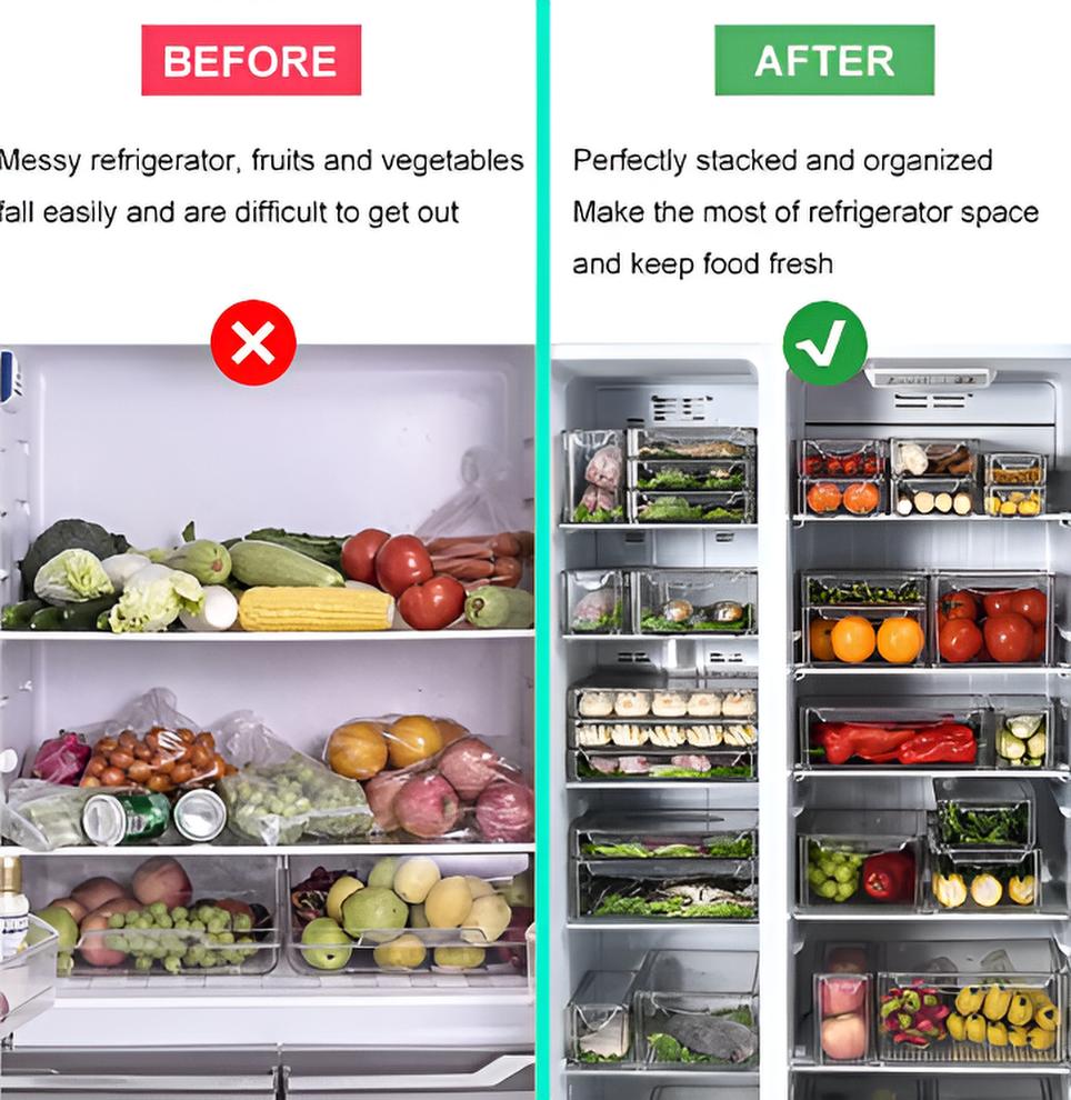 🧊✨ Set de 4 Contenedores XL — Orden, frescura y estilo en tu refri