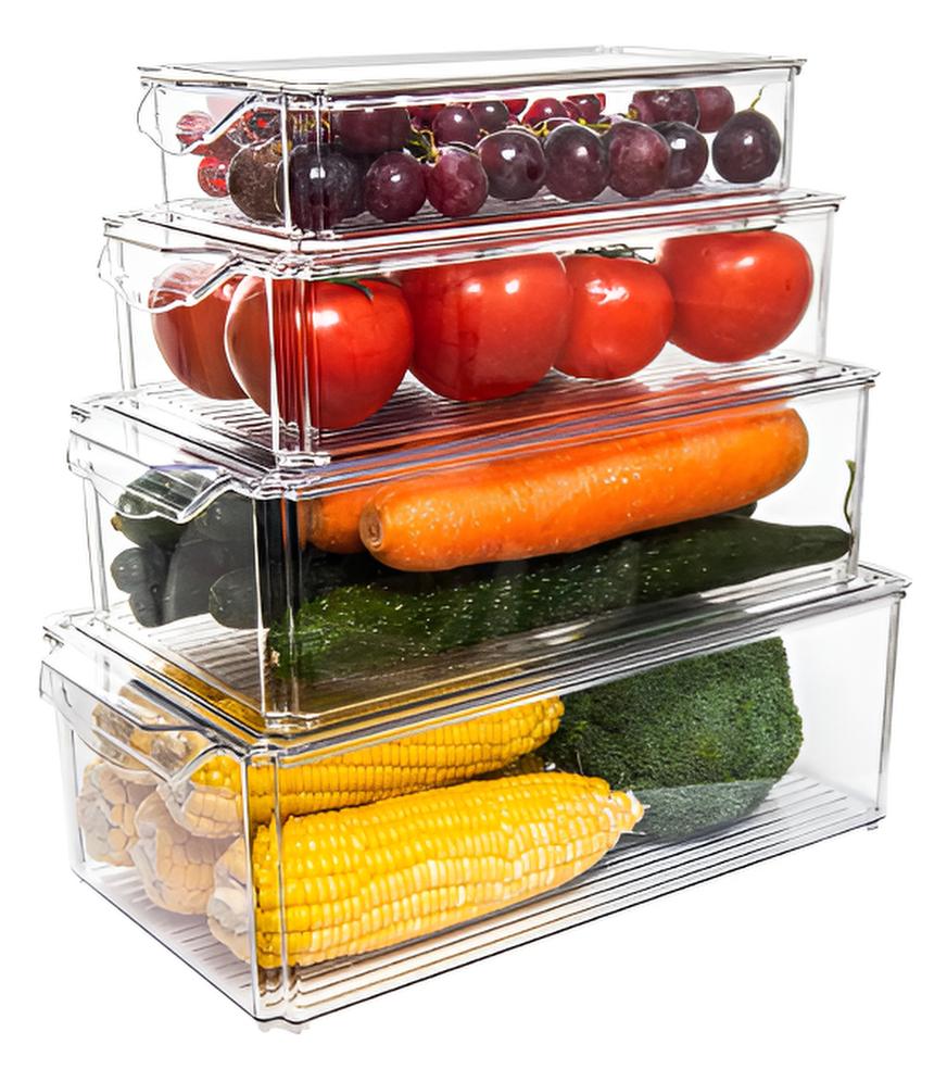 🧊✨ Set de 4 Contenedores XL — Orden, frescura y estilo en tu refri