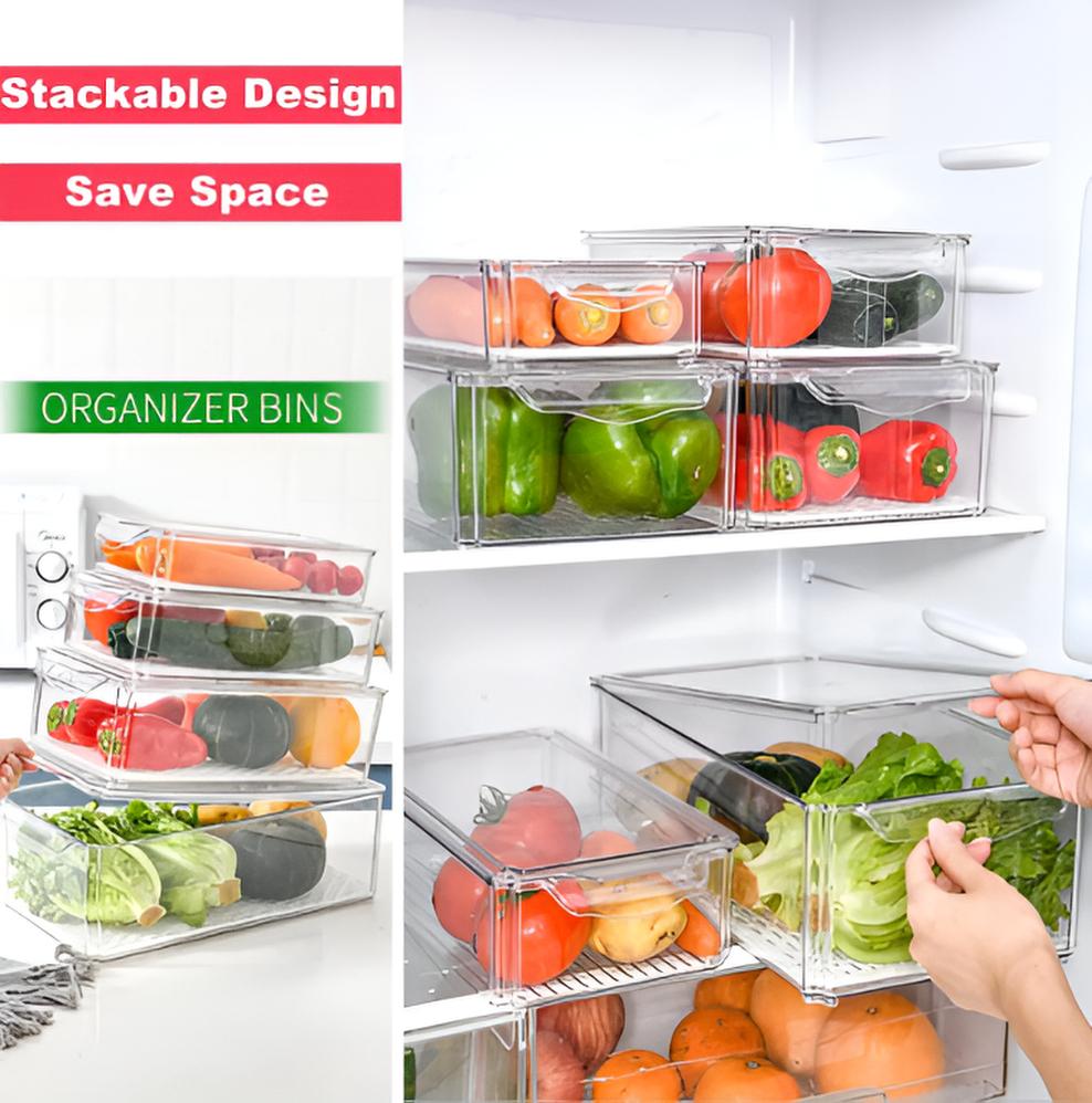 🧊✨ Set de 4 Contenedores XL — Orden, frescura y estilo en tu refri