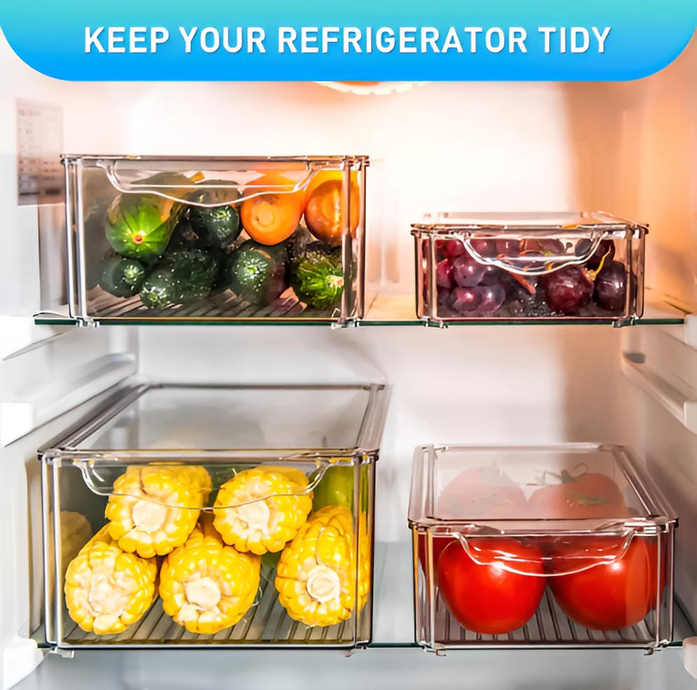 🧊✨ Set de 4 Contenedores XL — Orden, frescura y estilo en tu refri