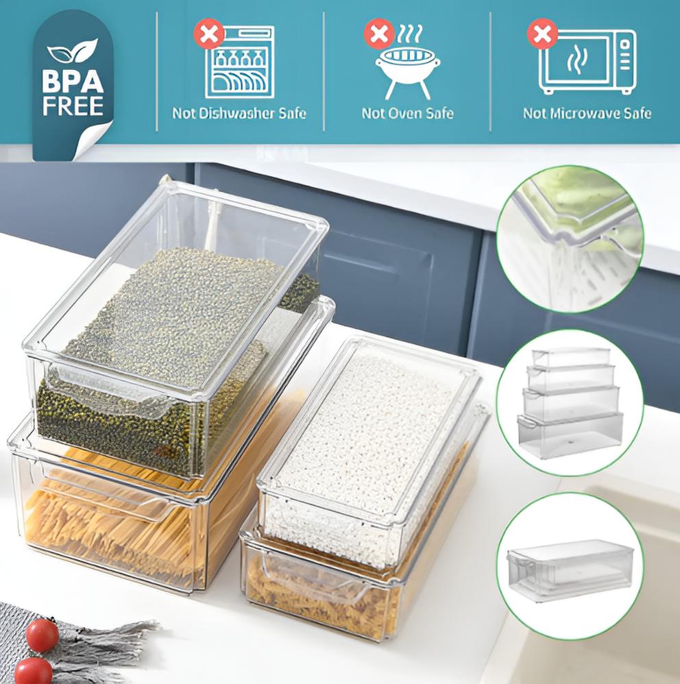 🧊✨ Set de 4 Contenedores XL — Orden, frescura y estilo en tu refri