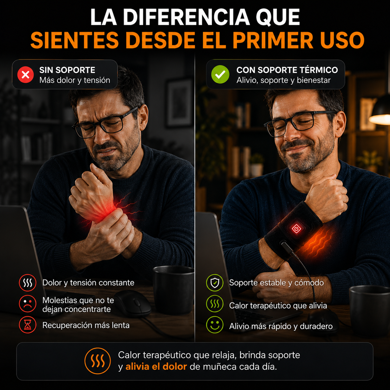 ThermoFlex™ |  Muñequera Térmica de Alivio para Túnel Carpiano