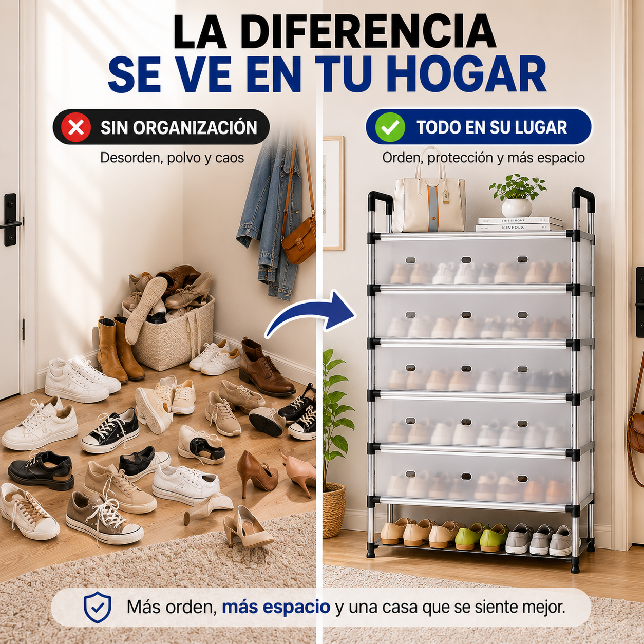 👟 Organizador de Zapatos SpaceHome™ – Recupera el orden de tu hogar