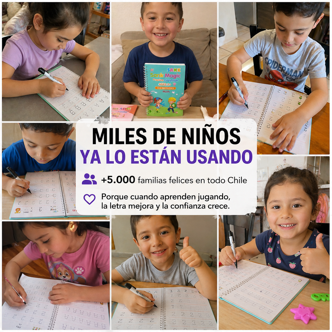 📚Set 4 Cuadernos Mágicos Caligrafia Montessori ✍️ — La Forma Más Divertida de Mejorar la Escritura✨