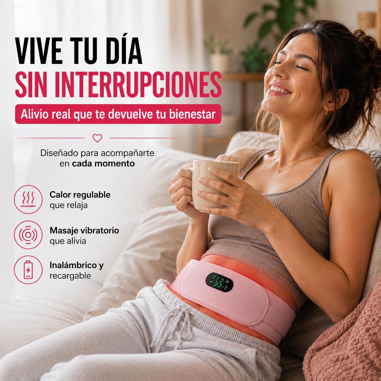 🌸 Cinturón Menstrual LunaCalm™ — Calor y Masaje para Seguir con tu Día