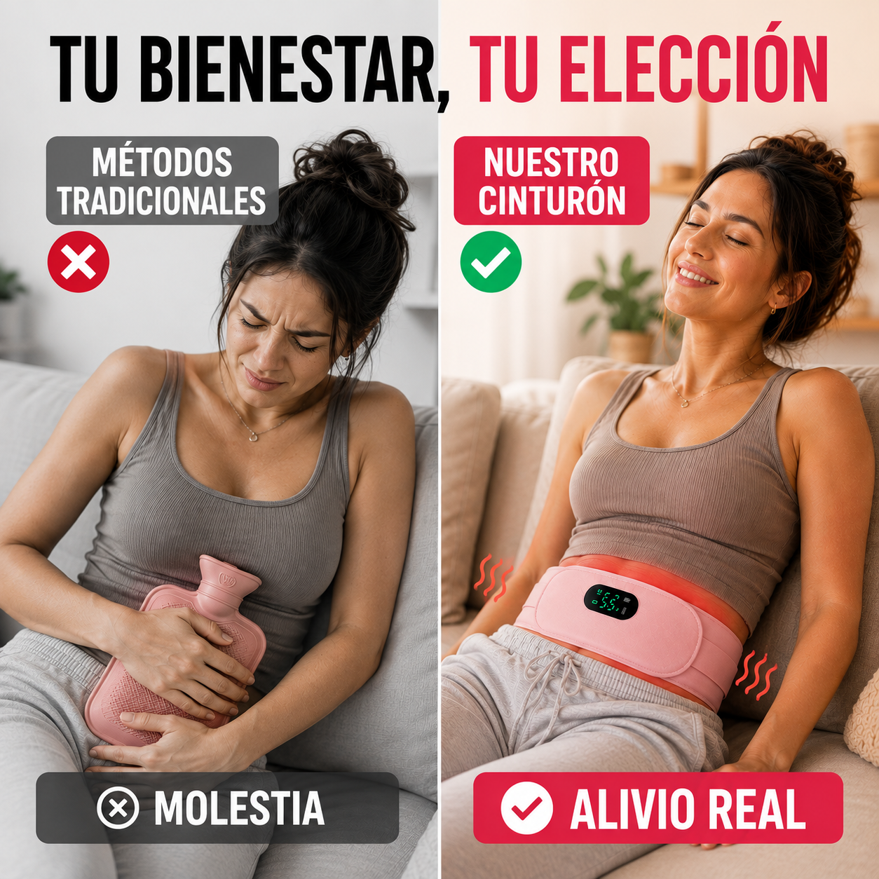 🌸 Cinturón Menstrual LunaCalm™ — Calor y Masaje para Seguir con tu Día
