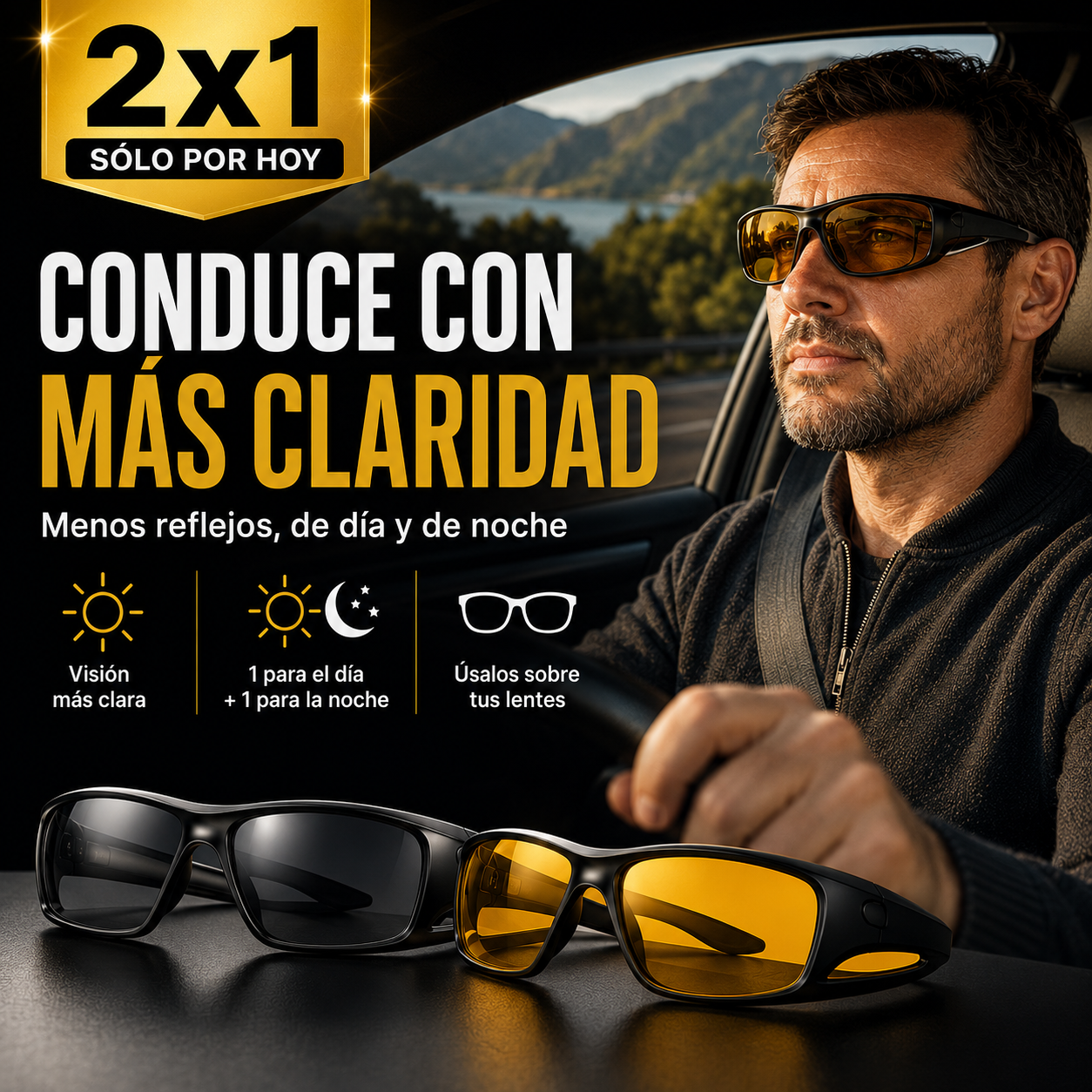 🚘 HD Drive 2x1 — Más claridad y menos reflejos de día y noche