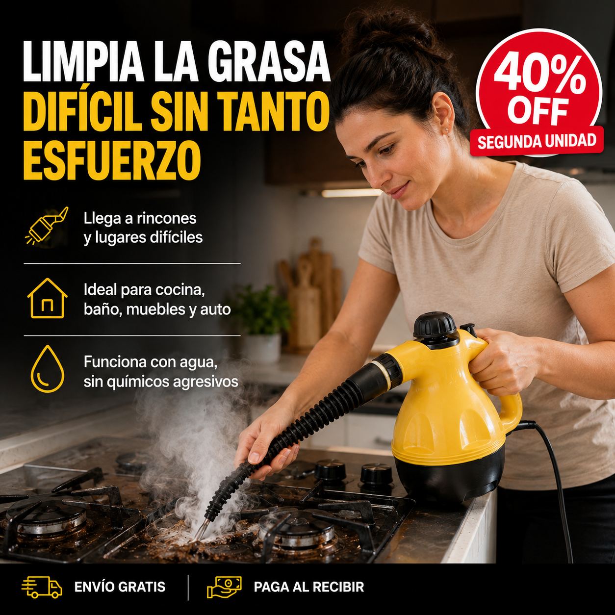 ♨️ Limpiador VaporMax™ – La grasa difícil ya no tiene dónde esconderse